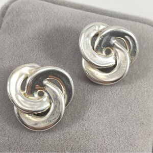 Artisan Sterling Silver Interlocking Knot Earrings Signed Israel
